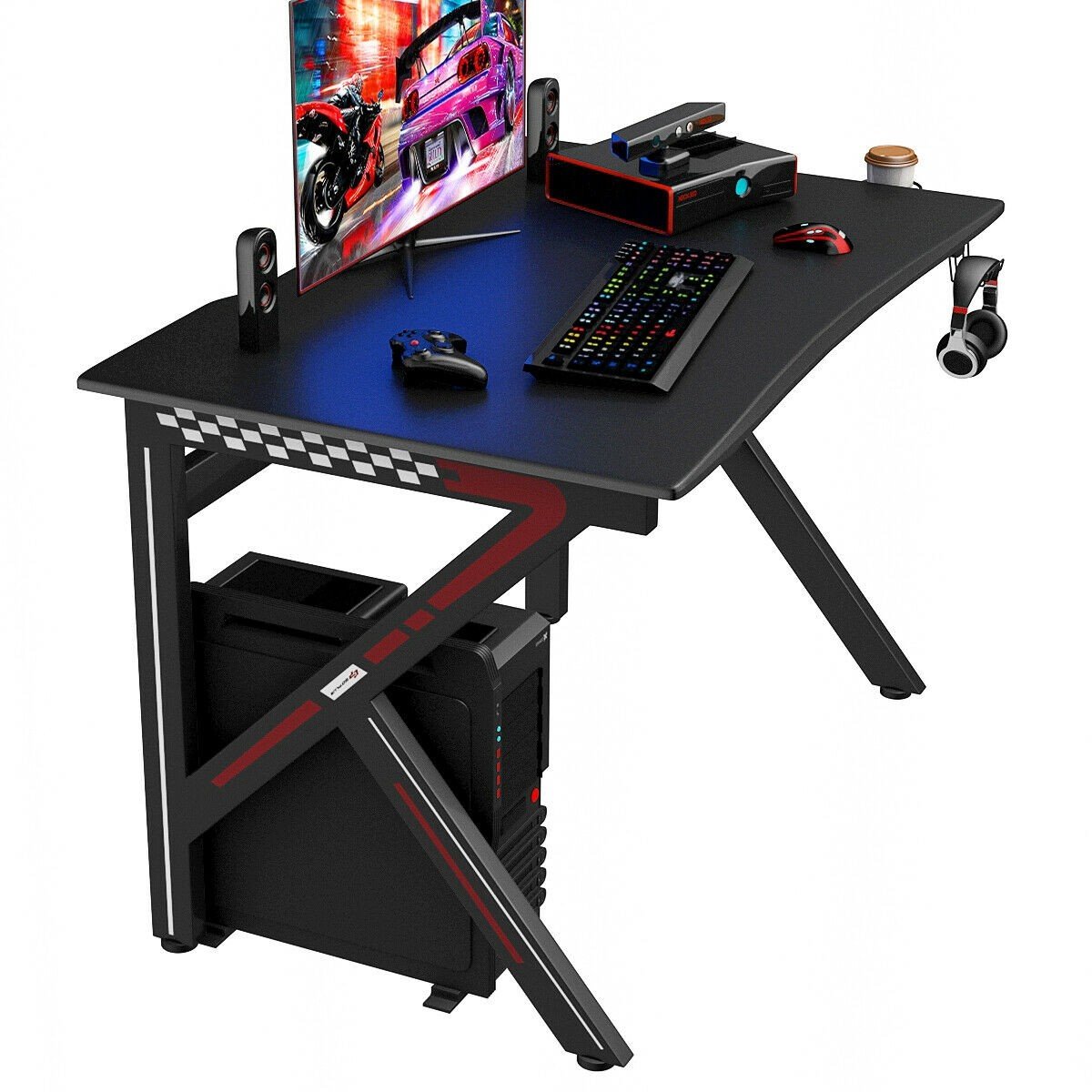 Gaming Desks - K-Shaped E-Sports Gaming Desk Gamers Computer Table