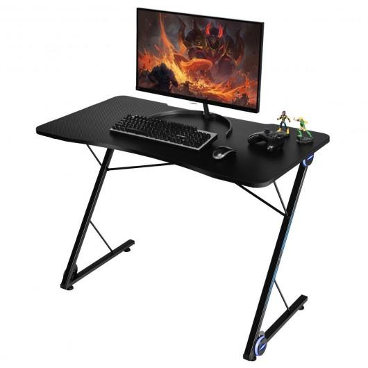 Gaming Desks - Z Shape Gaming Desk W/ LED Lights
